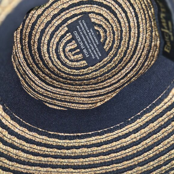 Eric Javits New York Packable Straw Bucket Sun Hat Tan Black Stripe UPF main image 11